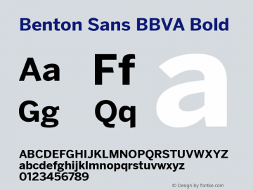 BentonSansBBVA Bold Version 2.000;PS 2.0;hotconv 1.0.88;makeotf.lib2.5.647800; ttfautohint (v0.97) -l 8 -r 50 -G 200 -x 14 -f dflt -w G图片样张