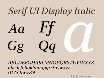 SerifUIDisplay-Italic Version 13.0d2e14 Font Sample