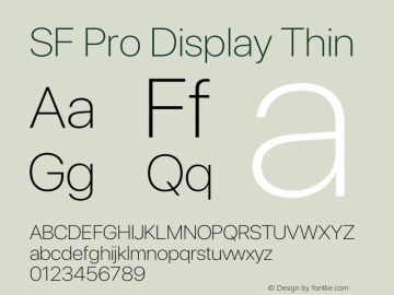 SFProDisplay-Thin Version 14.0d2e0 Font Sample