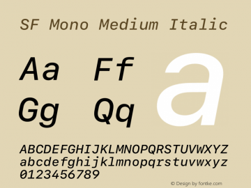 SFMono-MediumItalic 13.1d0e10 Font Sample