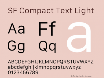 SF Compact Text Light Version 15.0d4e20 Font Sample