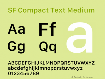 SF Compact Text Medium Version 15.0d4e20 Font Sample