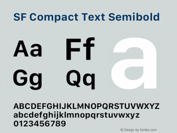 SF Compact Text Semibold Version 15.0d4e20 Font Sample