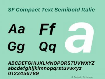 SF Compact Text Semibold Italic Version 15.0d4e20 Font Sample