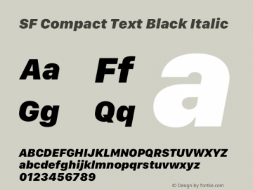 SF Compact Text Black Italic Version 15.0d4e20 Font Sample