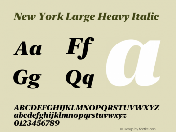New York Large Heavy Italic Version 16.0d1e4 Font Sample