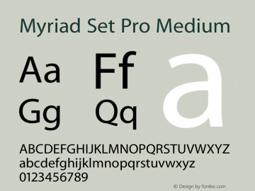 Myriad Set Pro Medium Version 10.0d17e1 Font Sample