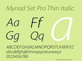 Myriad Set Pro Thin Italic Version 10.0d17e1图片样张
