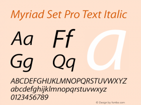Myriad Set Pro Text Italic Version 10.0d17e1图片样张