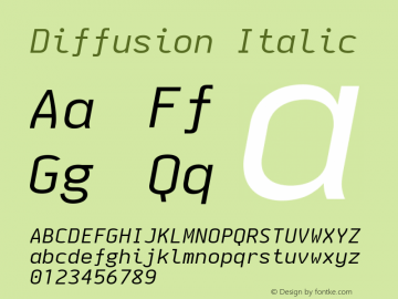 Diffusion Italic 2.0.1; ttfautohint (v1.8.2) Font Sample