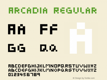 Arcadia Regular Version 1.002;hotconv 1.0.109;makeotfexe 2.5.65596图片样张