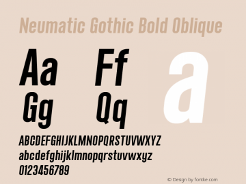 Neumatic Gothic Bold Oblique 1.080 Font Sample