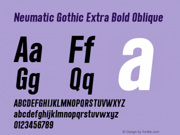 Neumatic Gothic Extra Bold Oblique 1.080 Font Sample