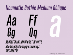 Neumatic Gothic Medium Oblique 1.080 Font Sample