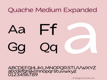 Quache Medium Expanded 1.001 Font Sample