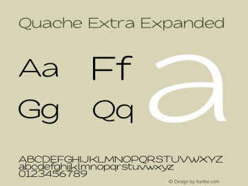 Quache Extra Expanded 1.001 Font Sample