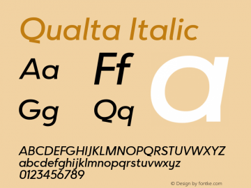 Qualta Italic Version 1.012 Font Sample