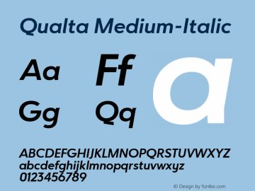 Qualta Medium-Italic Version 1.012 Font Sample