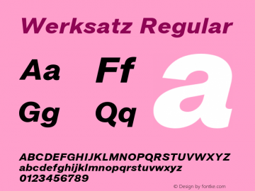 Werksatz Heavy Italic Version 1.00 Font Sample