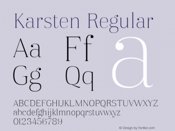 Karsten ExtraLight Version 1.00 Font Sample