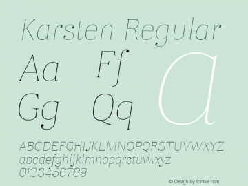 Karsten Thin Italic Version 1.00 Font Sample