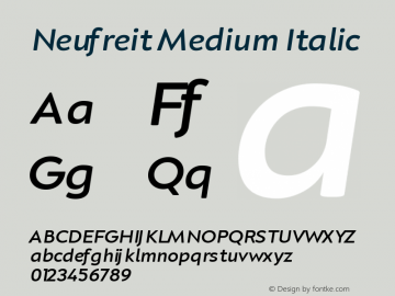 Neufreit Medium Italic Version 1.000;hotconv 1.0.10图片样张