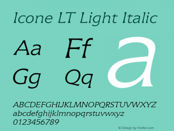 Icone LT Light Italic Version 1.0图片样张