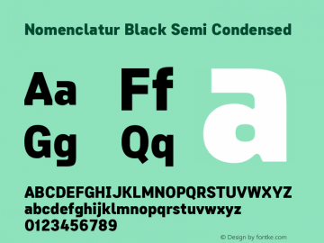 Nomenclatur Black Semi Condensed 1.100 Font Sample