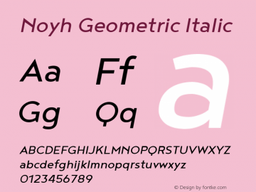 Noyh Geometric Italic 1.000 Font Sample