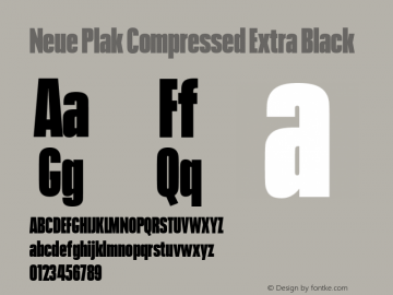 Neue Plak Compressed Extra Black 1.00, build 9, s3 Font Sample