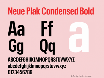 Neue Plak Condensed Bold 1.00, build 9, s3 Font Sample