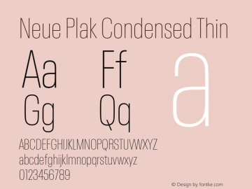 Neue Plak Condensed Thin 1.00, build 9, s3 Font Sample