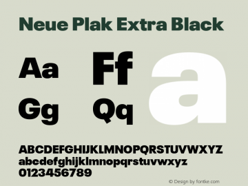 Neue Plak Extra Black 1.00, build 9, s3 Font Sample