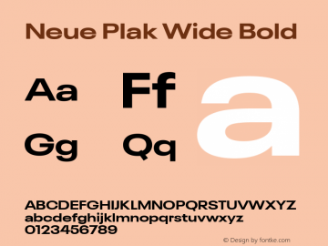 Neue Plak Wide Bold 1.00, build 9, s3 Font Sample