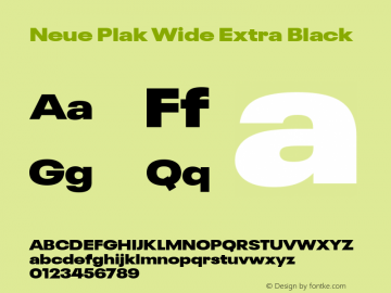Neue Plak Wide Extra Black 1.00, build 9, s3 Font Sample