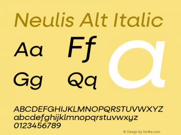 Neulis Alt Italic 1.000 Font Sample