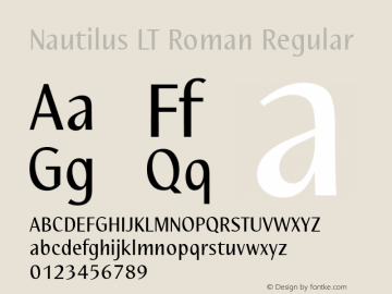 Nautilus LT Roman Regular Version 1.0 Font Sample