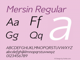 Mersin Light Italic Version 1.00 Font Sample