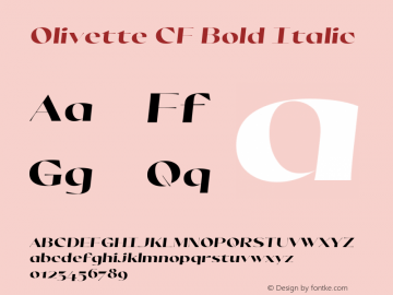 Olivette CF Bold Italic 1.000 Font Sample