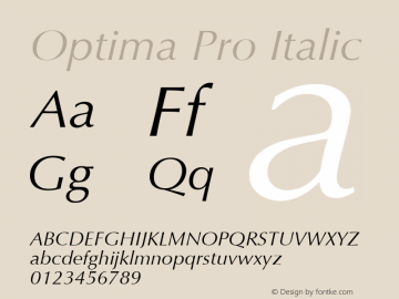 Optima Pro Italic 1.00 Build 1000图片样张