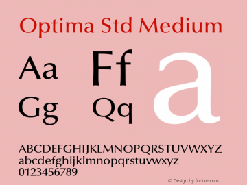 Optima Std Medium 1.000 Build 1000 Font Sample