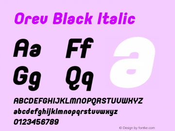 Orev Black Italic 1.000 Font Sample