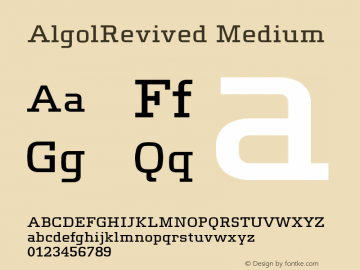 AlgolRevived Medium Version 001.000 Font Sample