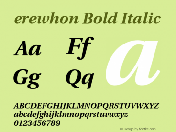 Erewhon Bold Italic Version 1.0.0 Font Sample