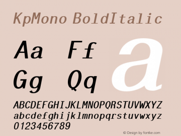 KpMono BoldItalic Version 0.36 Font Sample