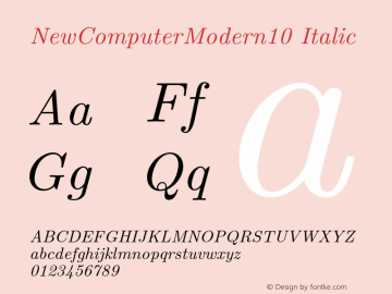NewComputerModern10-Italic Version 3.9 Font Sample