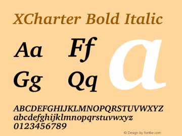 XCharter Bold Italic Version 1.221 Font Sample