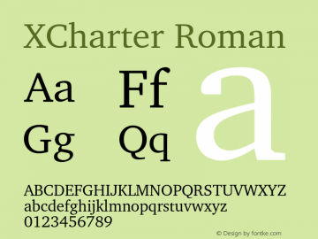 XCharter Roman Version 1.221 Font Sample