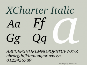 XCharter Italic Version 1.221 Font Sample