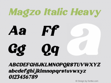 Magzo Italic Heavy 1.00 Font Sample